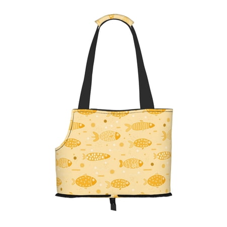 Dog Sling Carrier, Small Dog/Cat Soft Side Carrier Tote Bag for Subway/Shopping/Hiking/Travel-Orange Fish Ocean Pattern