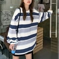 thumbnail image 2 of Michellecmm Women’s Casual Long Sleeve T-shirt Fashion Stripe Printing Round Neck Loose Pullover Tops, 2 of 6