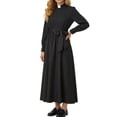 thumbnail image 6 of Women's Nun Costume Long Sleeve Clergy Dress Maxi Length with Waist Tie and Collar for Halloween Cosplay Theatrical Roleplay Outfit Religious Habit Dress Up, 6 of 6