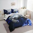 thumbnail image 3 of Feelyou Modern Game Gamer Twin Bedding Sets 7-Piece, Honeycomb Gamepad Blue Bedding Comforter Set, Teens Kids Boys Girls Reversible Sheet Sets, Ultra Soft Bedroom Decor, 3 of 7