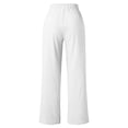 thumbnail image 4 of LEKWK Linen Pants Women High Waisted Elastic Wide Leg Pants Pockets Loose Fit Casual Pants Breathable Soft Summer Beach Vacation Lounge Boho Outfits, 4 of 6
