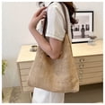 thumbnail image 5 of Xiao Hua Bolso de hombro tejido para mujer, bolso de mano y neceser, elegante bolso de playa para verano, 32 x 11 x 35 cm (marrón), 5 of 5