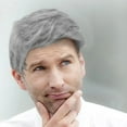 thumbnail image 4 of Men's Short Grey Synthetic Wig for Heat Styling - Versatile Hair Alternative for Men, 4 of 6