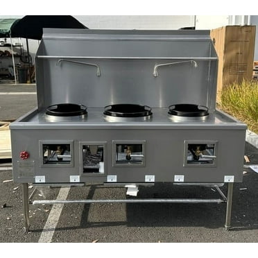Cooler Depot 13 16 13 In. 3 Holes Chinese Wok Range With Waterfall, NSF Certified