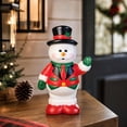 thumbnail image 5 of Christmas Waving Snowman Porch Statue, Cute Resin Snowman Figurine Wearing Top Hat and Suit, Versatile Holiday Decor for Indoor Outdoor Porch Yard Floor Home Layout, 5 of 7