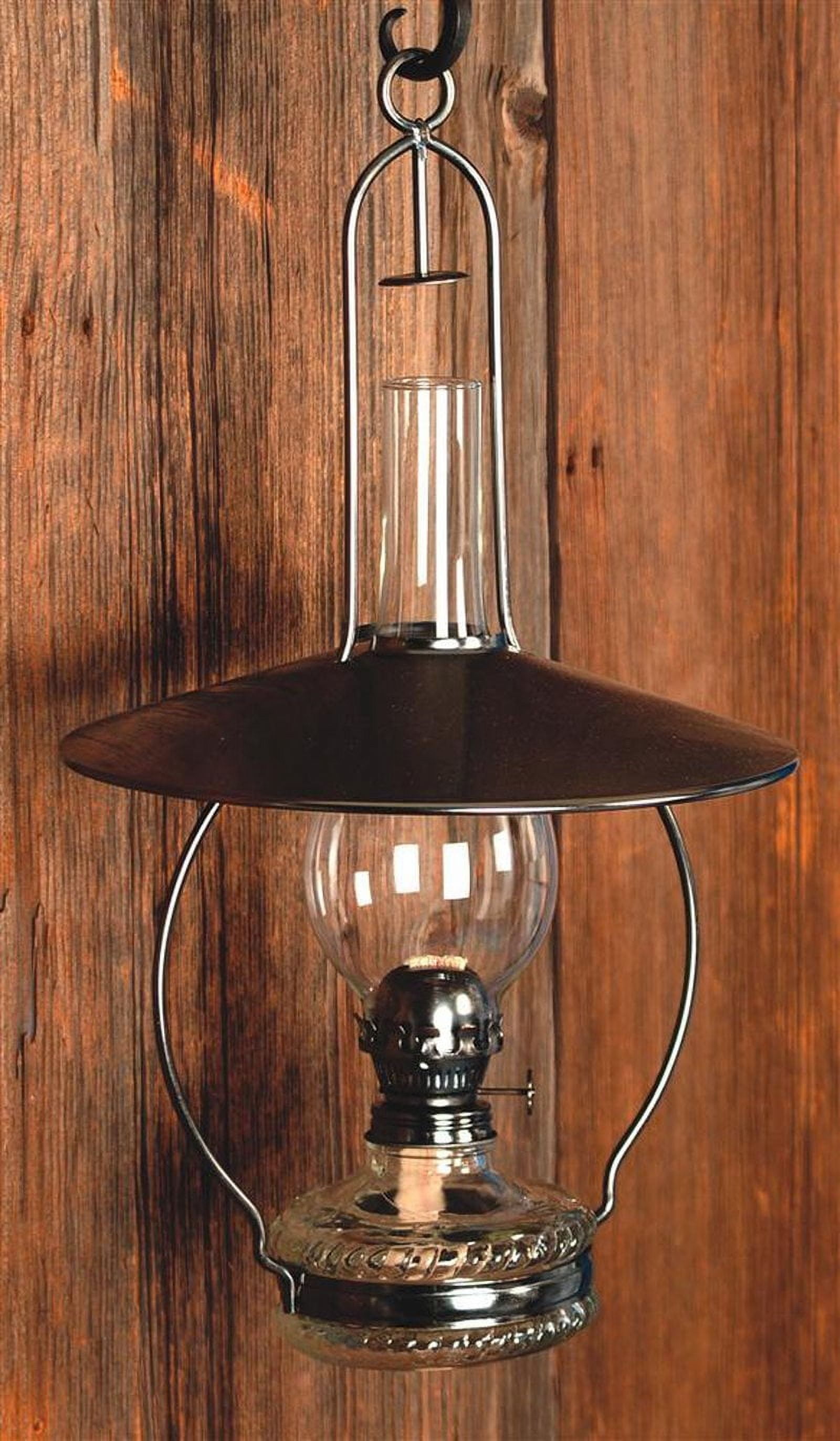 Lehman's Hanging Clear Oil Lamp with Top Reflector Steel Metallic Gray 3/4" Wick