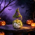 thumbnail image 6 of Mini Halloween Witch Hat Pumpkin Ornament Realistic Grinning Fake Foam Pumpkin Decor for Dining Table Fireplace Mantel Shelf Cabinet Holiday Fall Party Centerpiece, Halloween, Green, Style A, 6 of 6