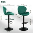 thumbnail image 2 of Modern Bar Stools Set of 3, Velvet Height Adjustable Swivel Barstools, Armless Kitchen Island Counter Chairs with Back & Footrest, Green, 2 of 7