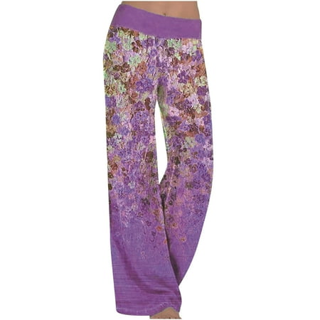 

Sweatpants Women Womens Jeans Trendy Women Print Lightweight and Breathab Casual Loose Fit Trouser Wide Leg Pants Maternity Leggings Bell Bottom Jeans for Women Clearance Purple XL