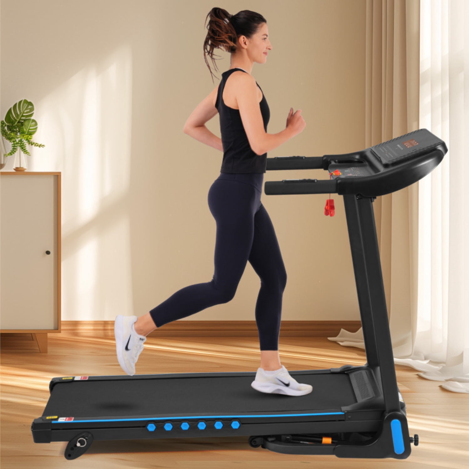 Incline For Running Walking 3.0 HP Treadmills Home 350 Lbs Weight Capacity Hydraulic System Auto-folding Treadmill With Type C & USB Charge For Android 10MPH Bluetooth Speaker
