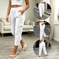 thumbnail image 2 of yillto Capris for Womens Straight Leg Pants with Pockets Fashion Cargo Outfit High Waist Dressy Pant, 2 of 7