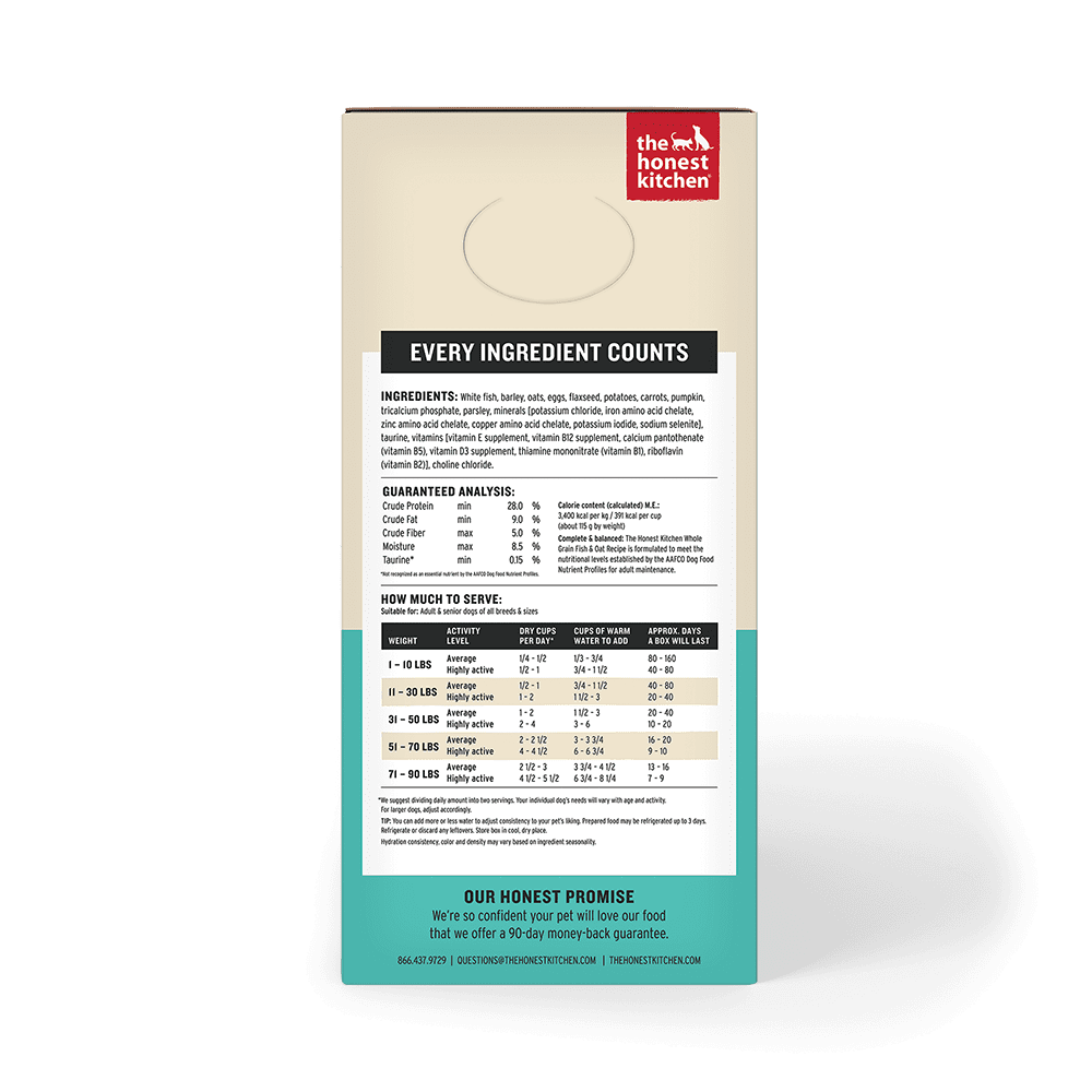 The Honest Kitchen Human Grade Wholemade™ Dehydrated Dog Food Whole Grain Fish & Oats, 10 lb (Makes 40 lbs)