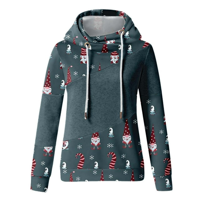 Moda Mujer Casual Slim Christmas Print Pachwork Manga larga Tops Blusa Fridja FKASFK5275