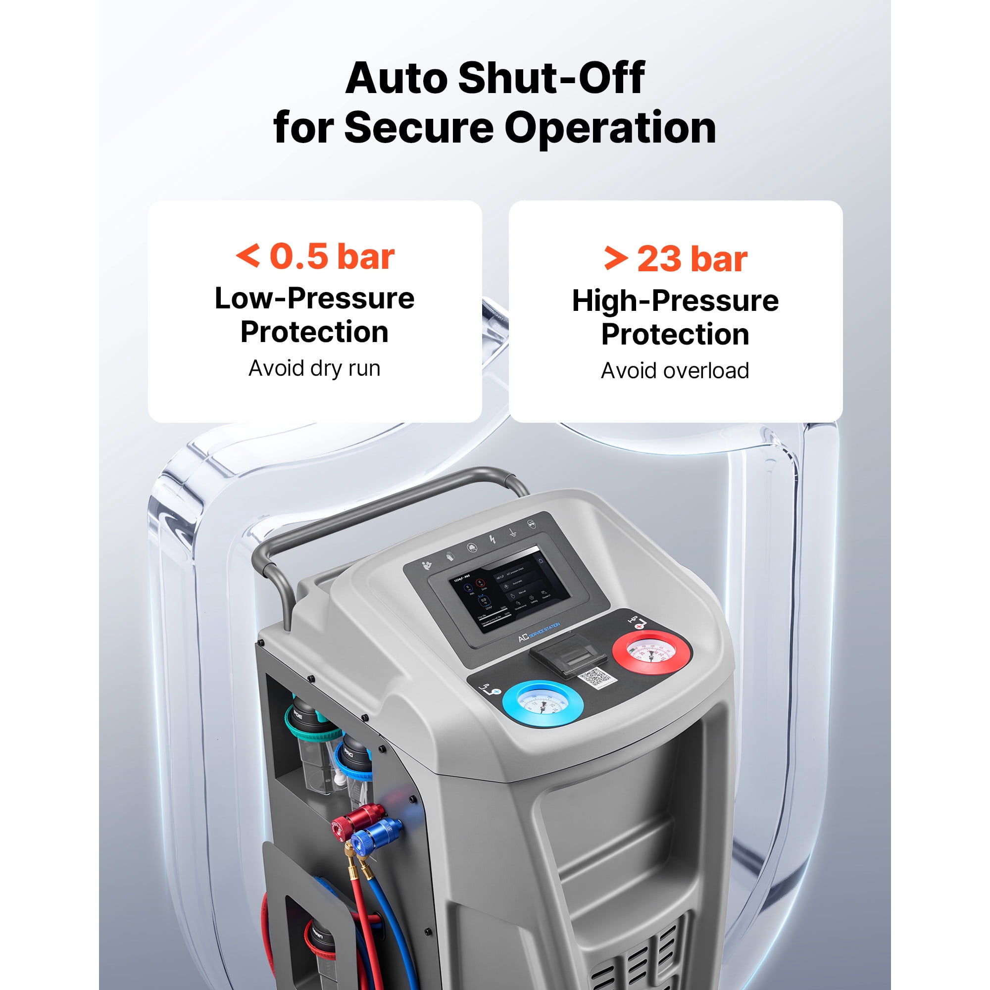 KFFKFF Fully Automatic Refrigerant Recovery Machine for 1234yf, High Accuracy, 7-Inch Touch Screen, AC Recovery, Vacuum, and Recharge for Standard and High Voltage Automotive A/C Systems