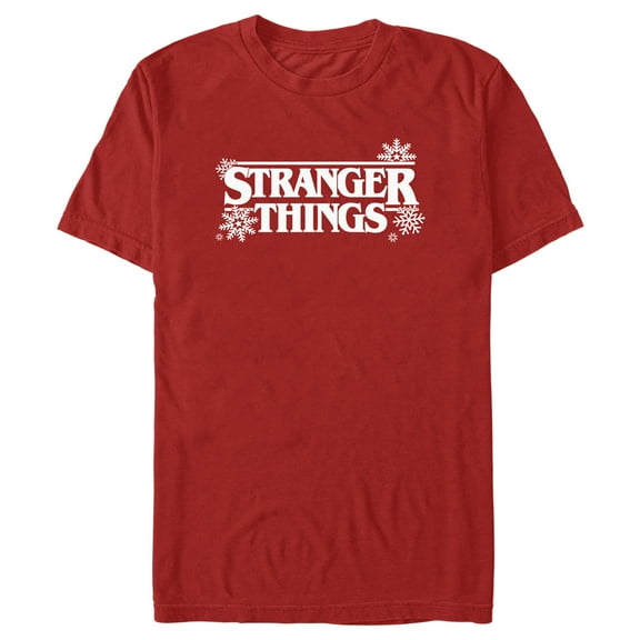 Netflix Men's Stranger Things Christmas Snowflakes Logo Graphic T-Shirt