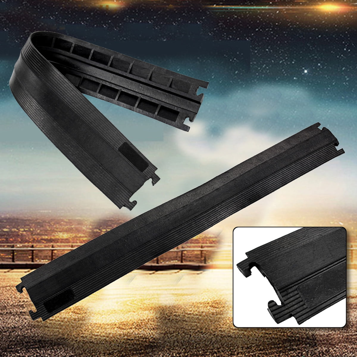 1000MM Durable Wire Cover Cable Cord Road Ramp Protector Safety Rubber