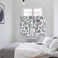thumbnail image 4 of Boho Leaf Kitchen Curtains 72 Inch Length, Teal Green Spring Farmhouse Pastoral Tribal Grommet Top Bedroom Living Room Curtains, Light Filtering Cafe Curtain Drapes 2 Panels Set 104''x72'', 4 of 9