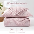 thumbnail image 2 of IR Imperial Rooms 3-Piece Velvet Bedspread Set, Floral Ultrasonic Embossed Quilt, Queen, Pink (Pack of 2), 2 of 9