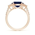 thumbnail image 2 of ANGARA Natural 3.3 Ct Sapphire Ring with Trio Diamond Accents in 14K Rose Gold for Women (Size-10x8mm) | September Birthstone, Anniversary, Jewelry Gift for Women | Natural Sapphire Ring, 2 of 10