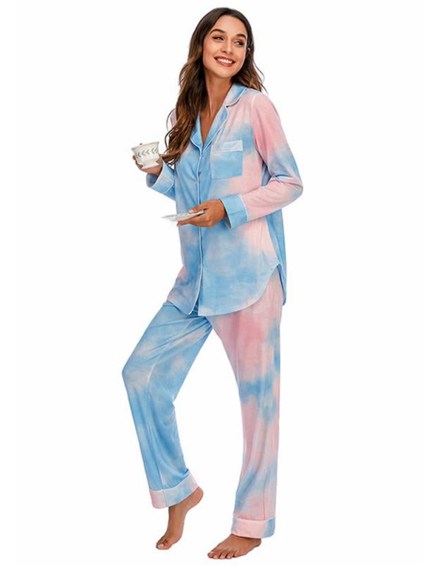 Details about   Women Pajama Long Sleeve Floral Striped 2Pcs Set Sleepwear Cotton Plus Size Suit