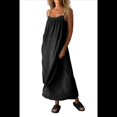 thumbnail image 3 of Vestido de Algodón de Verano para Mujer, Estilo Bohemio, Informal, con Tirantes Finos Ajustables, Espalda Descubierta y Volantes, Corte Holgado y Fluido. Negro XL, 3 of 7