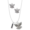 thumbnail image 1 of Delight Jewelry Silvertone Friends Silver tone Guardian Angel Charm Necklace and Stud Earrings, 1 of 4