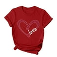 thumbnail image 4 of Women Valentine's Day Shirts Short Sleeve Letter Heart Graphic T-Shirts Casual Pullover Tunic Tops (M, D Red), 4 of 5