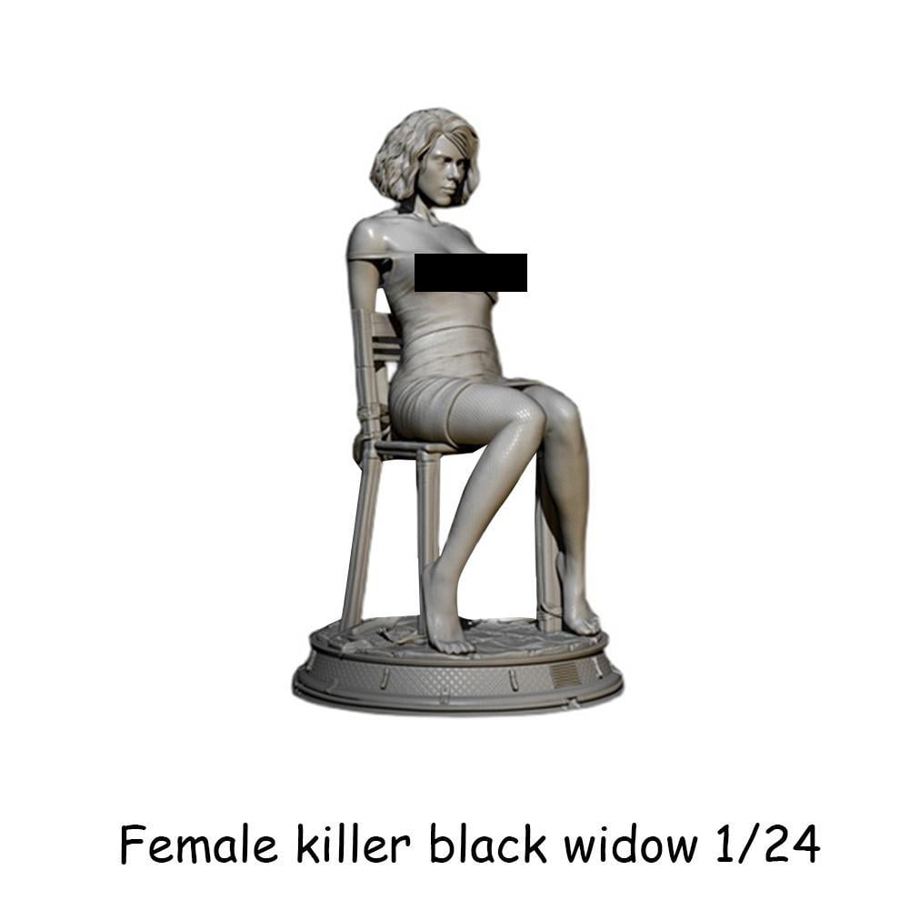 Black Widow Unpainted Beauty Woman 1/24 Resin Figure Model Kit Unassembled GK 