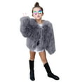 thumbnail image 2 of GiLiling Toddler Girls Faux Fur Jacket Open Front Fur Cardigan Trendy Shaggy Jacket Kids Girls Furry Coat Thicken Winter Coat (Grey, 2-3 Years), 2 of 6