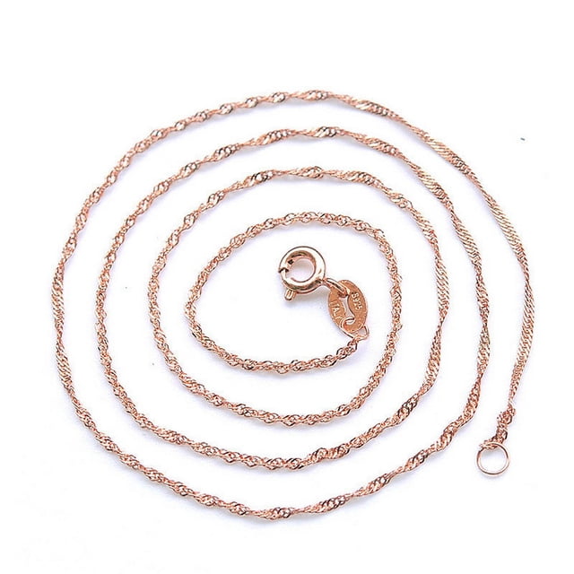 Collar de cadena de ondas de agua bañado en oro rosa y plata de cobre, collar bañado en plata, joyería