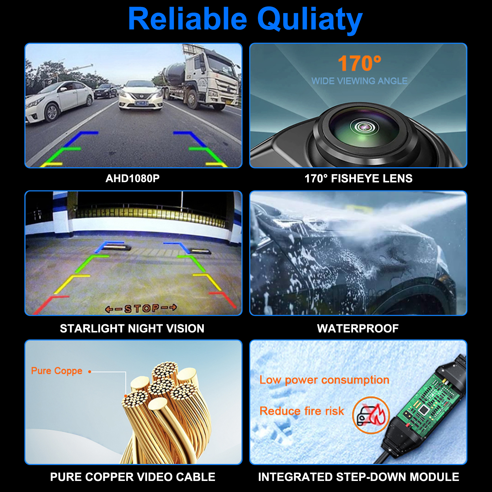 Unique Bargains AHD1080P Car Park Assist Backup Reverse Camera with Fisheye Lens