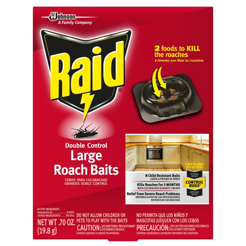 Raid Double Control Large Roach Bait, 8 CT (Pack 1)