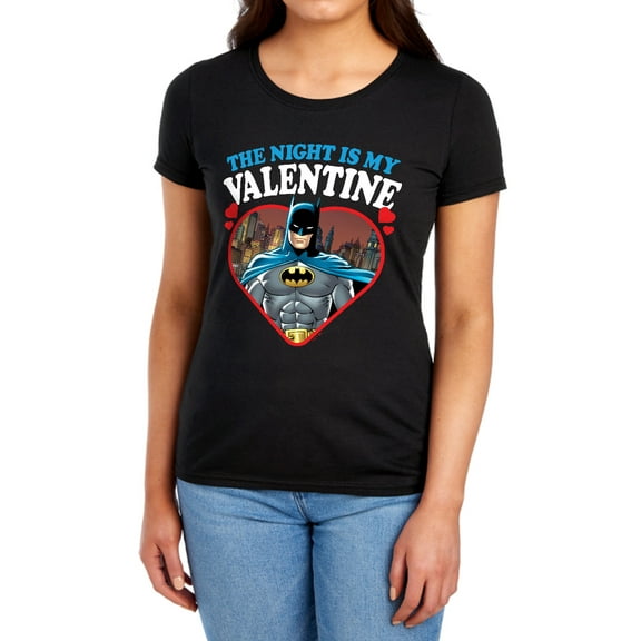 Batman The Night is my Valentine Women's T Shirt, Black, 2X-Large