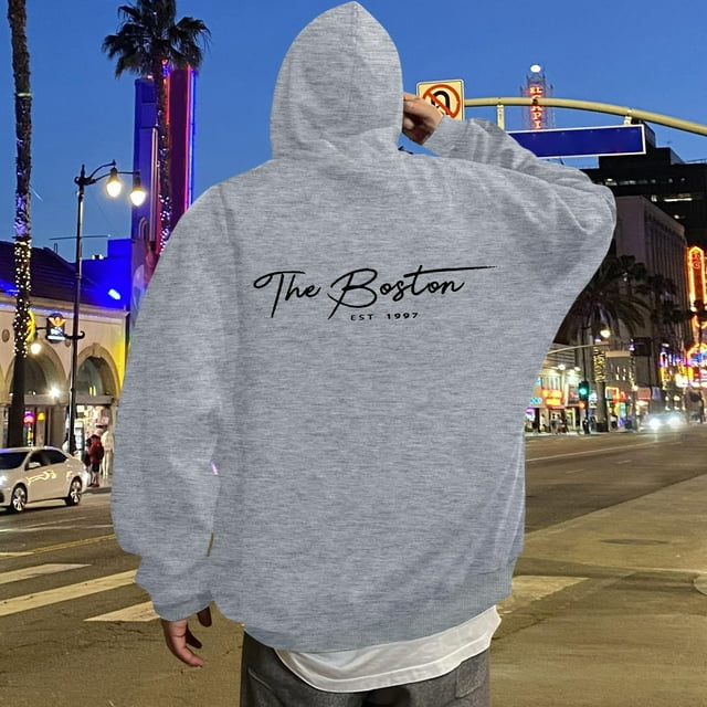 MHFRRA Sudadera con Capucha y Estampado de Letras para Un Estilo Casual Elegante y Cómodo Sudadera Tipo Jersey para El Día A Día Gris claro