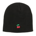 thumbnail image 5 of Mini Cherry Embroidered Short Beanie - Black OSFM, 5 of 5