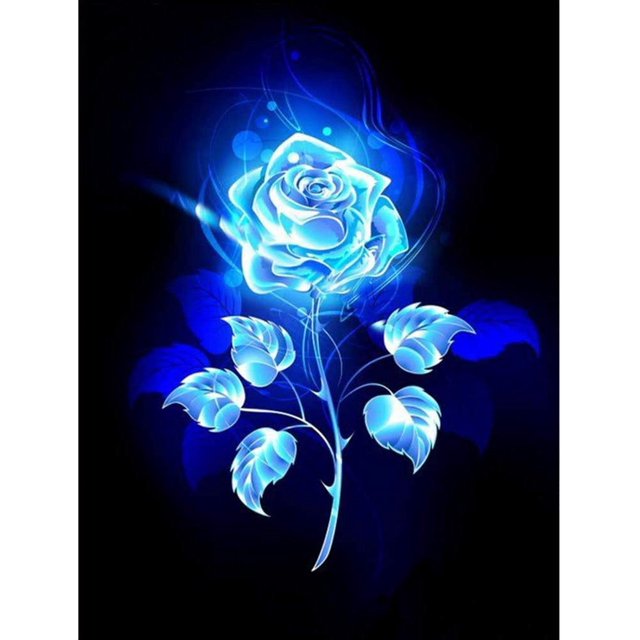 30x40 cm 5D DIY Pintura de Diamante Completa, Rosas Azules, Lienzo de Diamantes de imitación de Bricolaje Pintura de Punto de Cruz por número para decoración de Pared Adultos niños