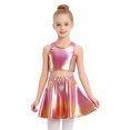 thumbnail image 3 of Haitryli Kids Cheer Outfit Hip Hop Dance Dress Sets 2 Pcs Shiny Skirt And Top Set for Stage Performance Red 6-10, 3 of 7
