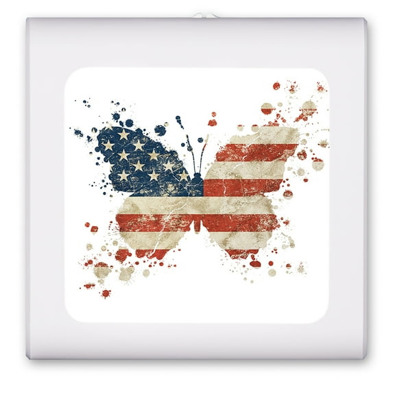 Plug in Dimmable LED Night Light with Dusk to Dawn Auto Sensor, Adjustable Brightness, Warm Light, Auto On/Off Nightlight for Bathroom, Hallway, Nursery, Bedrooms - American Butterfly