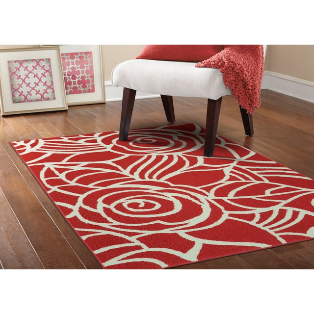 Garland Rugs Rhapsody Santa Fe Coral, Ivory 5' x 7' Floral Indoor Area Rug