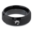 thumbnail image 2 of Tungsten Yin Yang Mythical Unicorns Band Ring 8mm Men Women Comfort Fit Black Beveled Edge Brushed Polished, 2 of 4