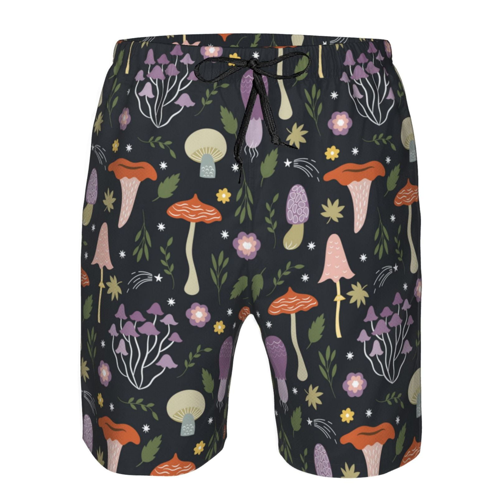 Naloa Mushrooms Men's Beach Shorts, Surfing shorts, Swim trunks, Quick Dry Swim Trunks for Surfing Beach Fun - Small