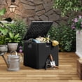 thumbnail image 3 of Waterproof & Lockable Resin Deck Storage Box - 28 Gallon Outdoor Patio Chest for Garden Tools, Pool Supplies, Cushions, Package Delivery - With Handles, UV Resistant, Square, 3 of 9