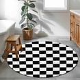 thumbnail image 3 of Round Rug 3.3Ft Washable Non-Slip, Black White Plaid Circle Area Rugs for Living Room Bedroom, Farmhouse Modern Minimalist Geometric Indoor Floor Mats Carpet Runner for Home Decor Aesthetic, 3 of 8