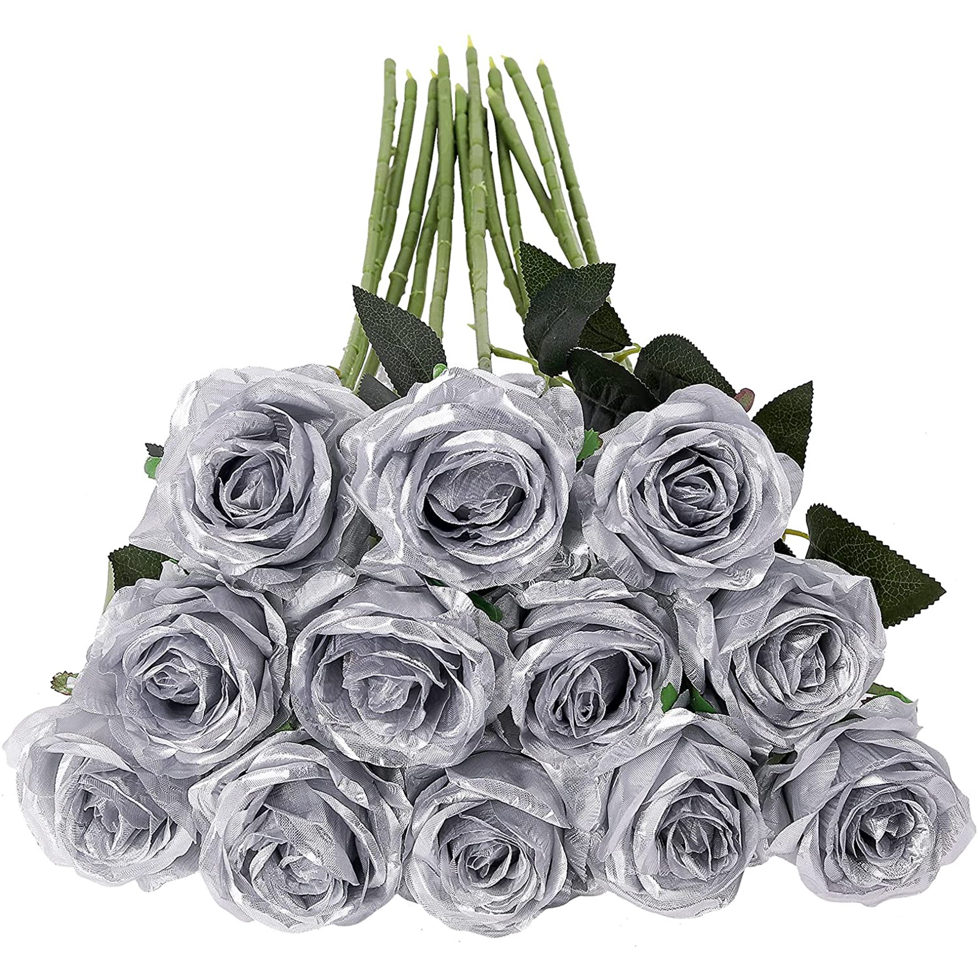 Burgundy Roses Artificial Flower 12Pcs Realistic Long Single Stem Fake Silk Red Roses Bouquet for Party Home Wedding Centerpiece Hotel Office Halloween Decor