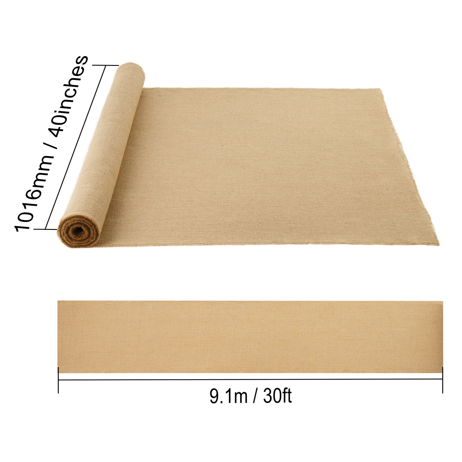 KFFKFF Natural Jute Burlap Roll, 40” x 30 ft & 50 x 50 High Density, Wide for DIY, Decorations, Weddings, Gardening, and Winter Plant Protection