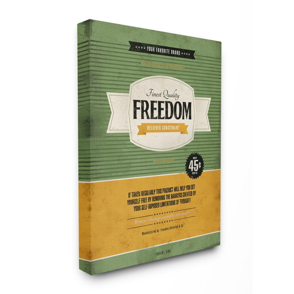 Stupell Industries Finest Quality Freedom Inspirational Vintage Comic Book Design Canvas Wall Art by Ester Kay