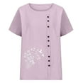 thumbnail image 5 of Short Sleeve Tops for Women Round Neck Short Sleeve Casual Fashion Printed Button T-Shirts, 5 of 5