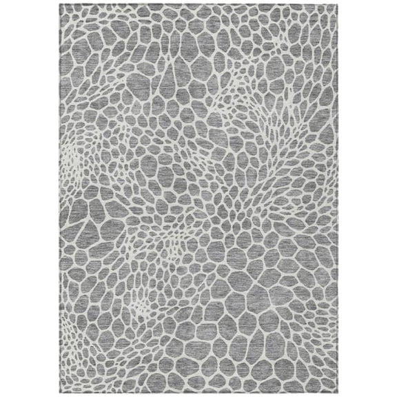 HomeRoots 595073 3 x 5 ft. Gray & Ivory Geometric Washable Indoor & Outdoor Rectangle Area Rug