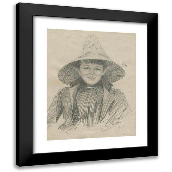 Anders Zorn 12x14 Black Modern Framed Museum Art Print Titled - Ada Lymon (Woman in a Large Hat) (1887)