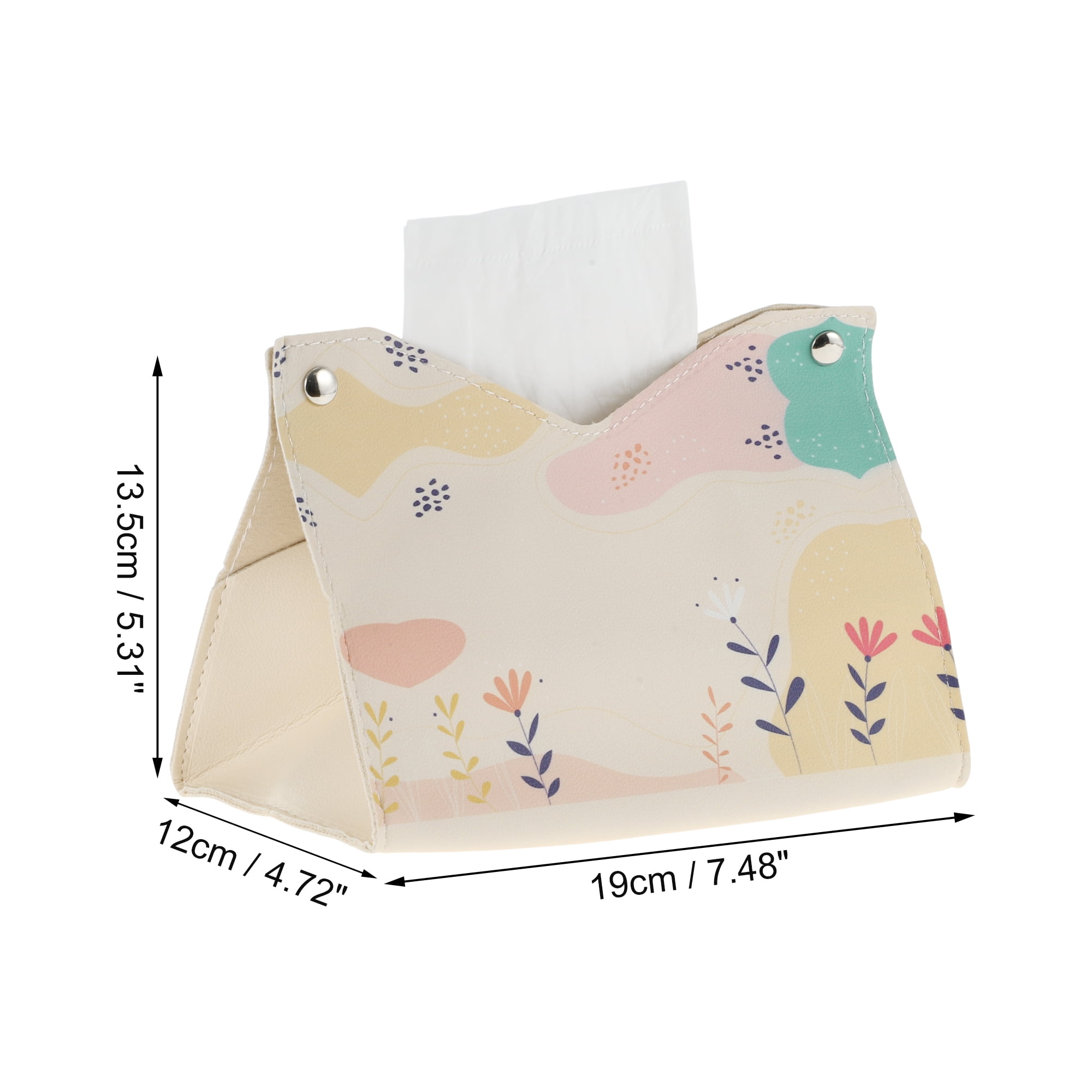 Unique Bargains Durable Flower Pattern Tissue Box Cover for Living Room Table Desk Pink
